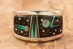 Navajo Artist Calvin Begay Night Sky Sterling Silver Ring